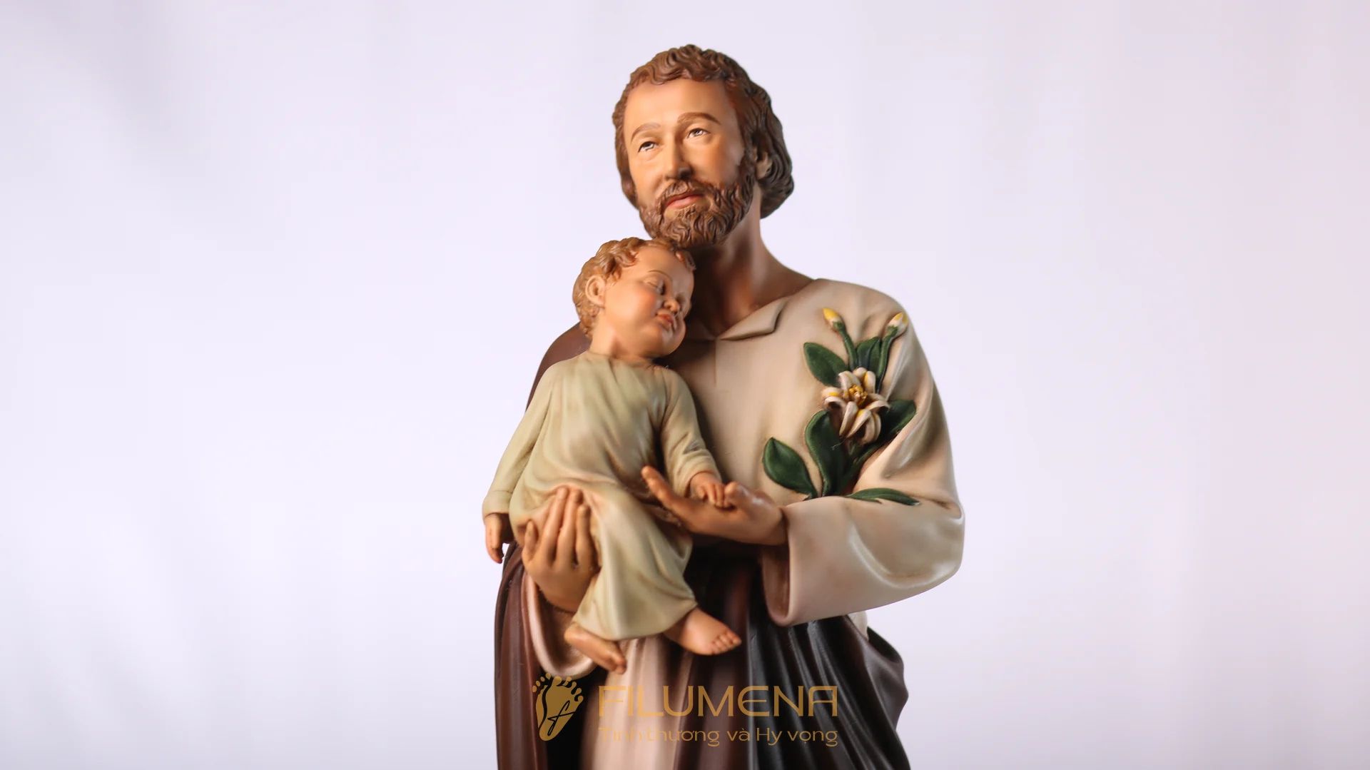 Tượng Thánh Giu-se bế Chúa cao 40 cm màu M1