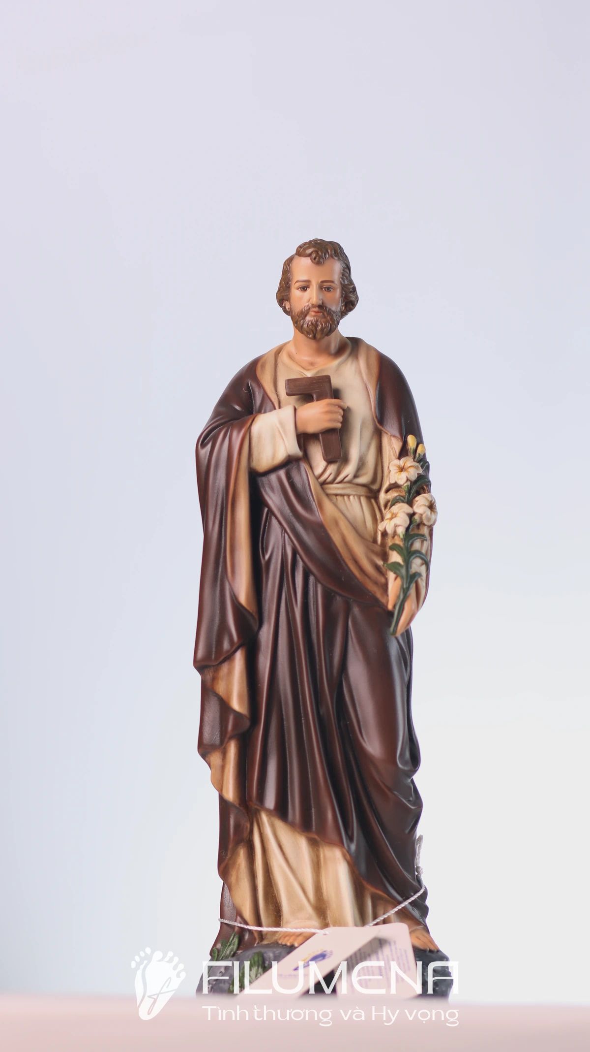 Tượng Thánh Giuse Thợ  30 cm, 40 cm màu nâu M1