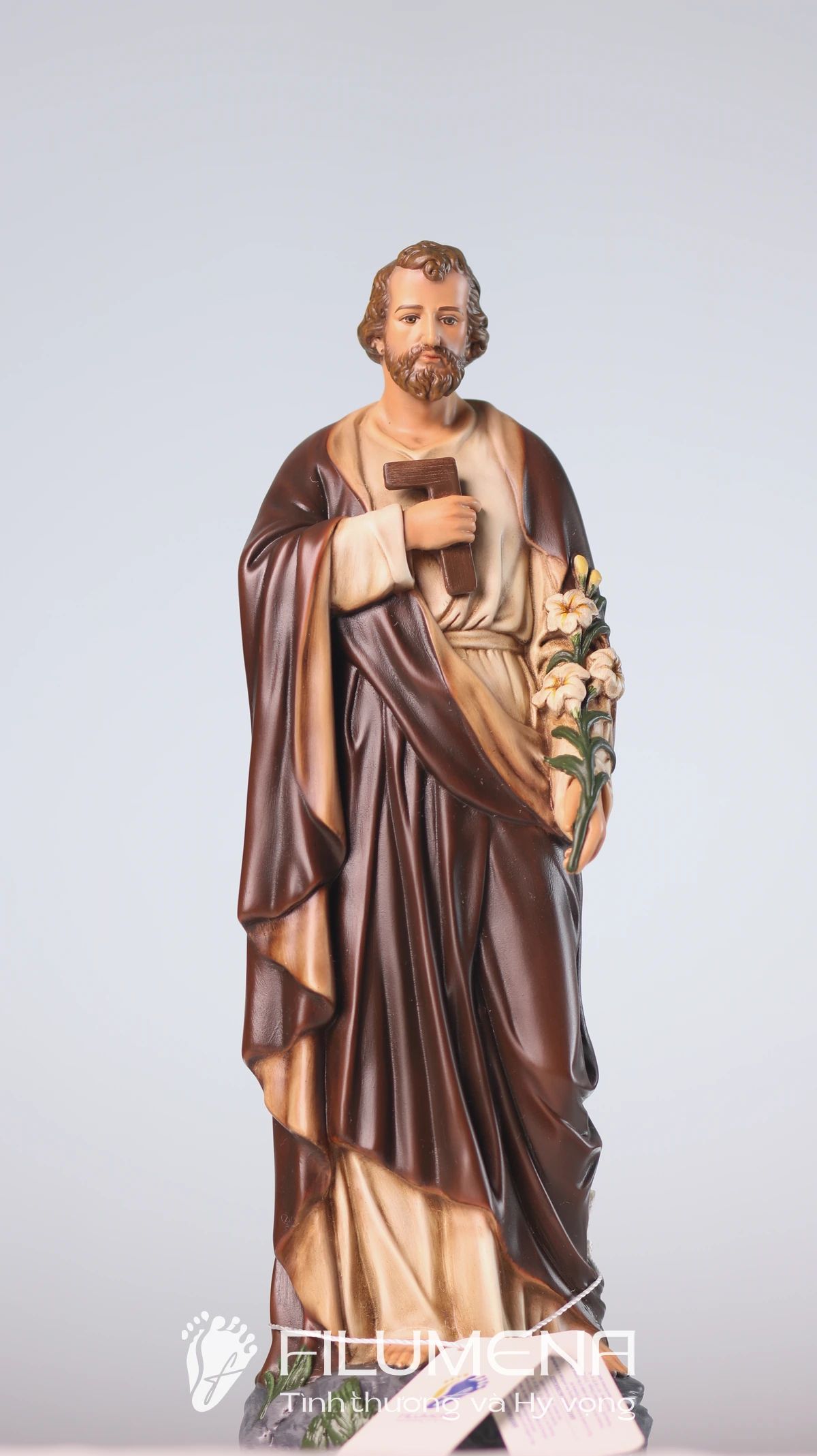 Tượng Thánh Giuse Thợ  30 cm, 40 cm màu nâu M1