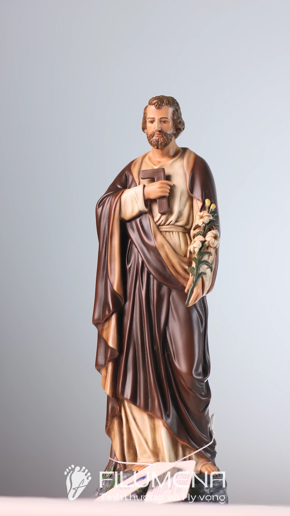 Tượng Thánh Giuse Thợ  30 cm, 40 cm màu nâu M1