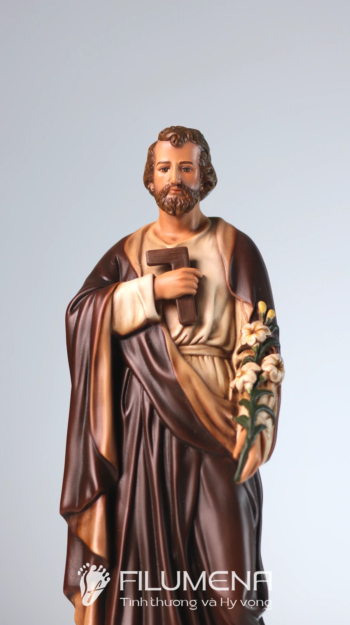 Tượng Thánh Giuse Thợ  30 cm, 40 cm màu nâu M1