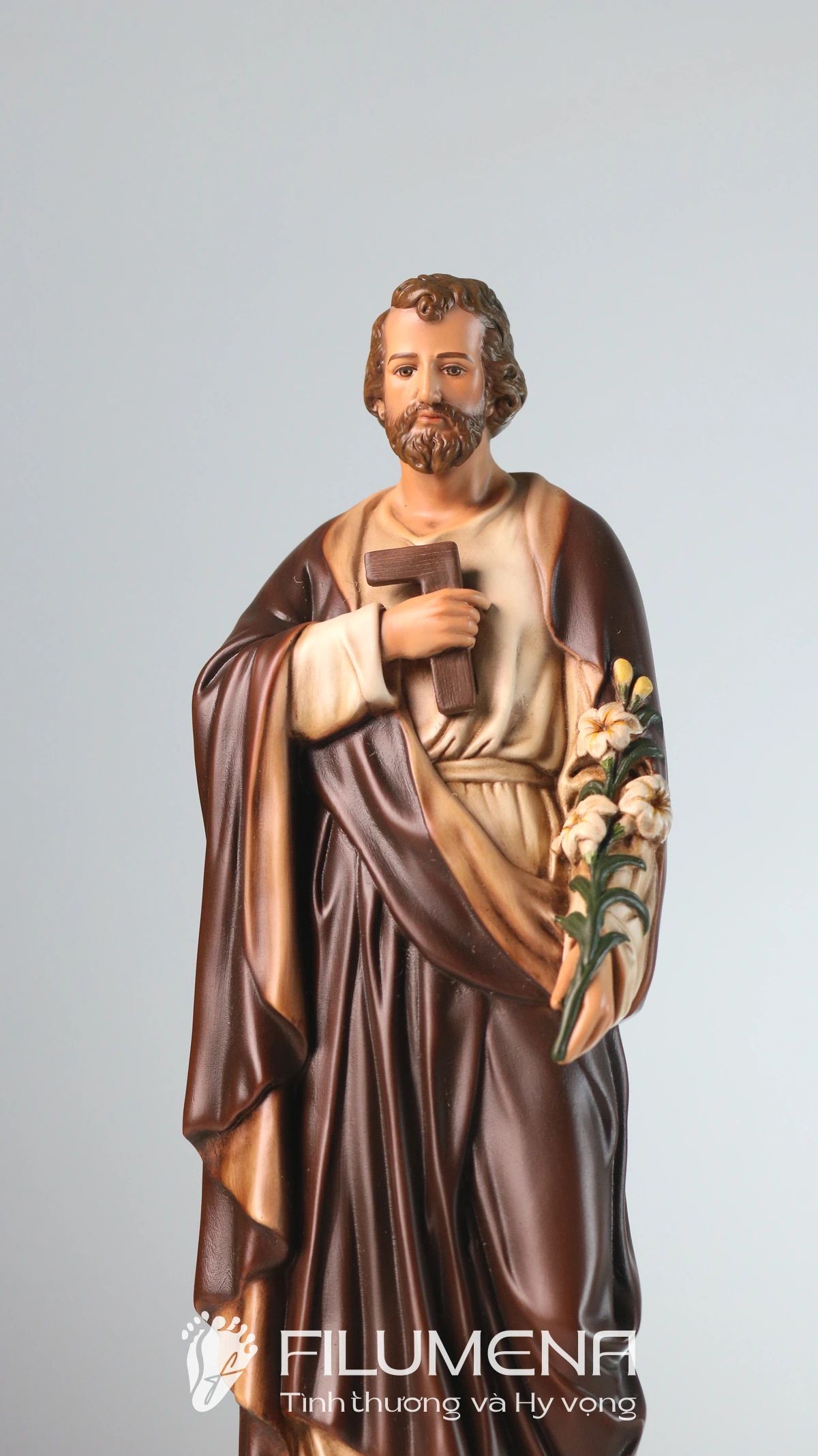 Tượng Thánh Giuse Thợ  30 cm, 40 cm màu nâu M1