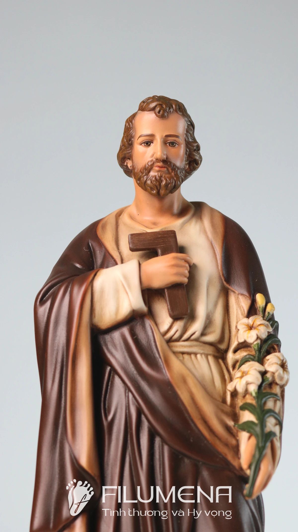 Tượng Thánh Giuse Thợ  30 cm, 40 cm màu nâu M1