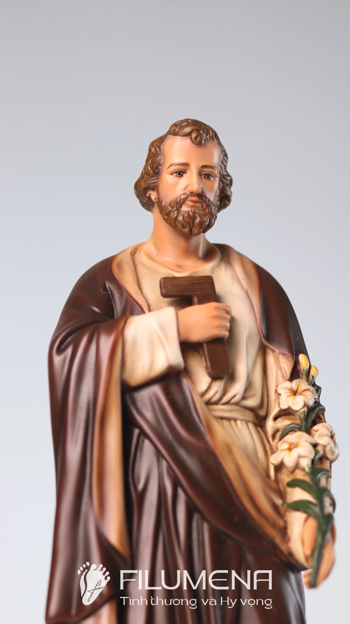 Tượng Thánh Giuse Thợ  30 cm, 40 cm màu nâu M1