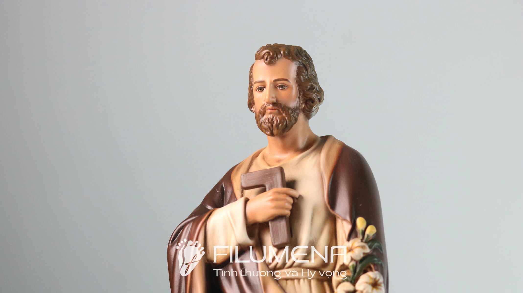 Tượng Thánh Giuse Thợ  30 cm, 40 cm màu nâu M1