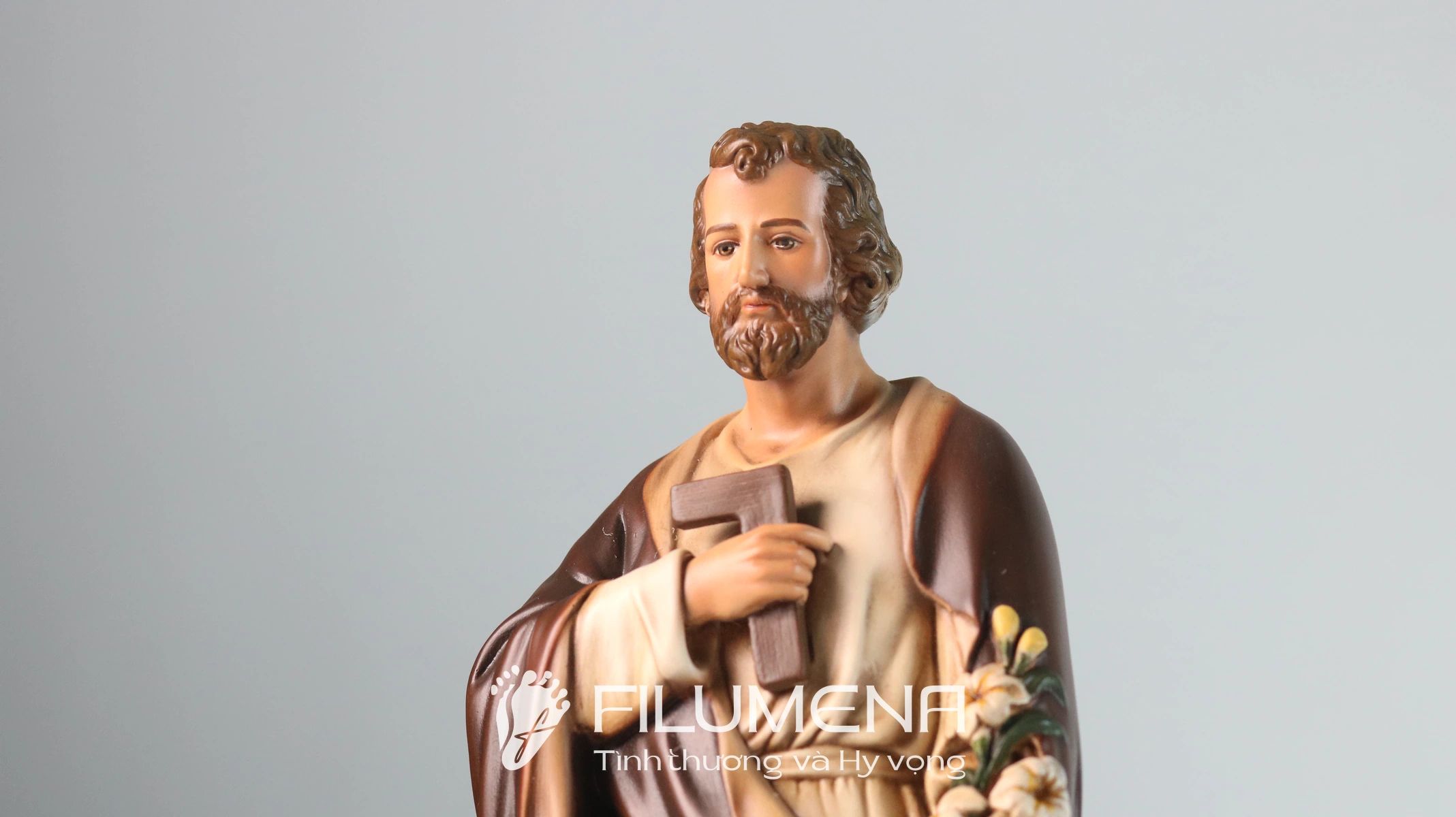 Tượng Thánh Giuse Thợ  30 cm, 40 cm màu nâu M1