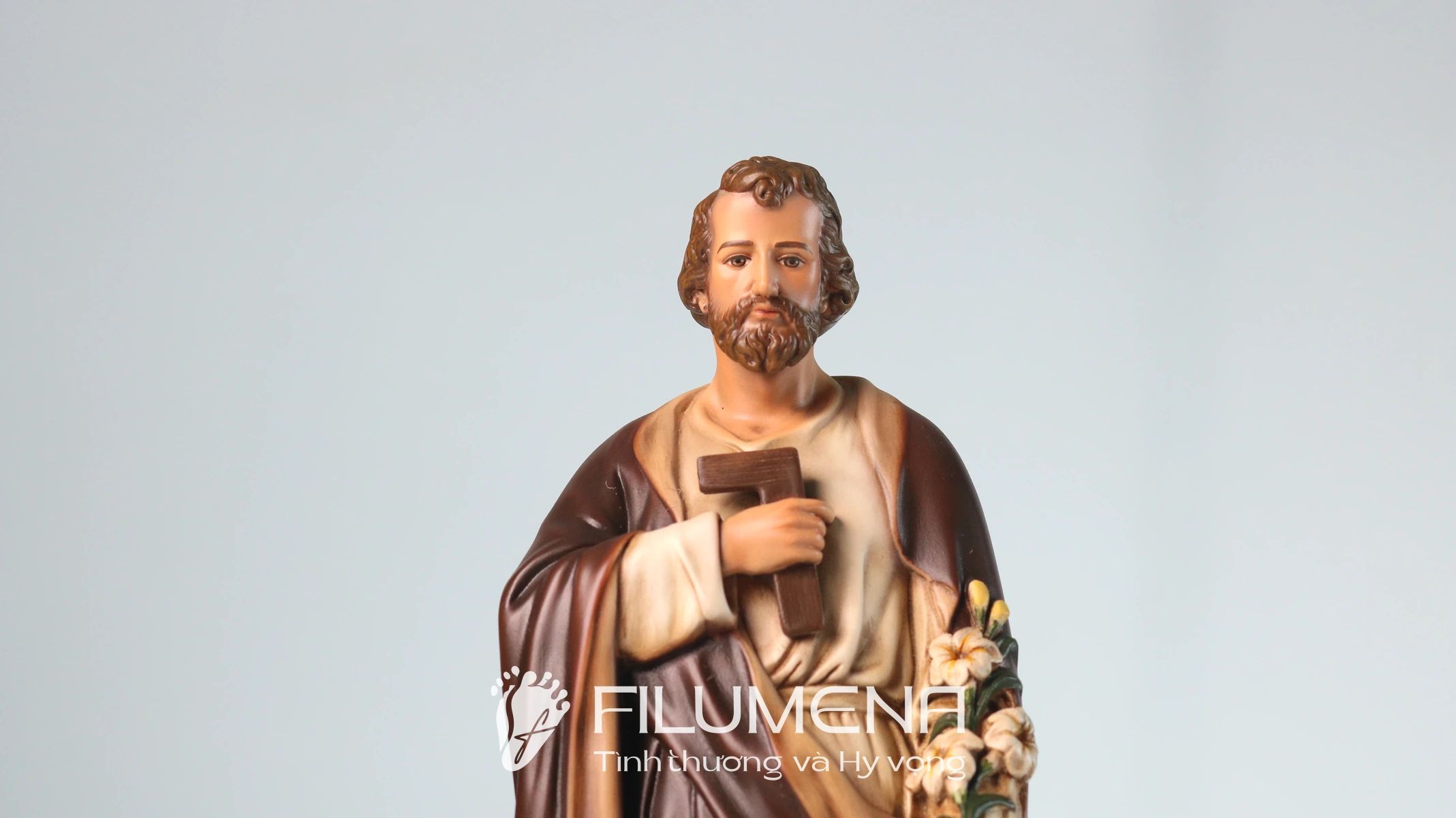 Tượng Thánh Giuse Thợ  30 cm, 40 cm màu nâu M1