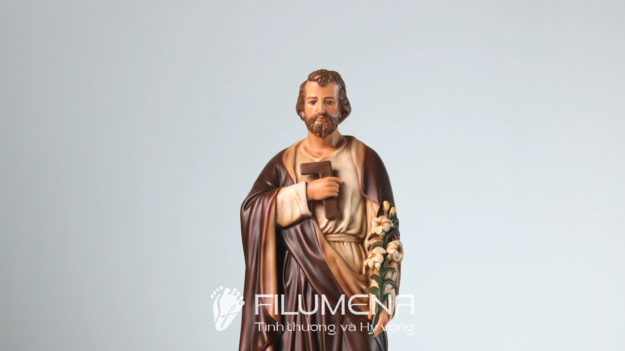 Tượng Thánh Giuse Thợ  30 cm, 40 cm màu nâu M1