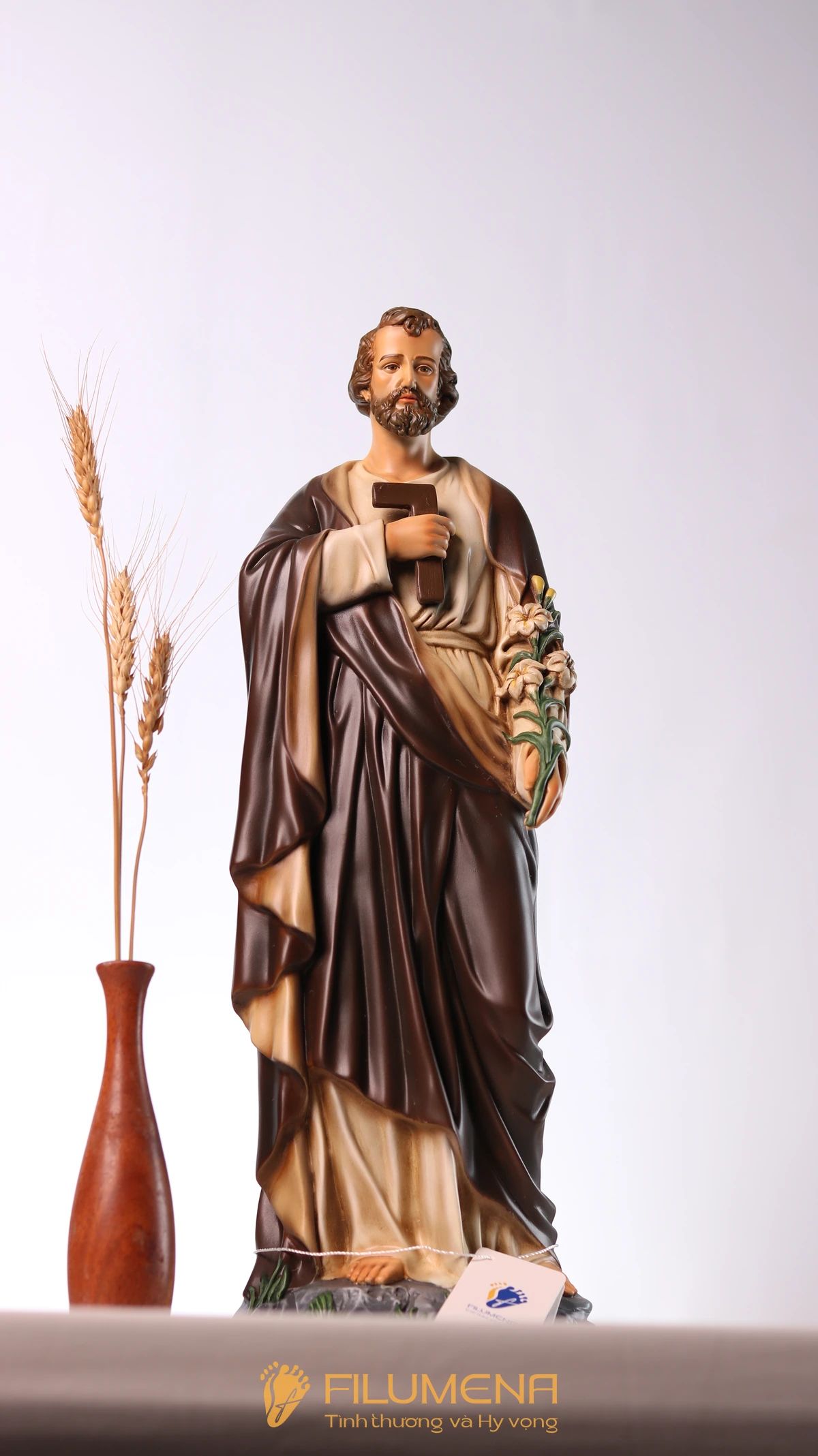 Bộ bàn thờ Chúa 50 cm màu nâu và xanh dương cổ điển