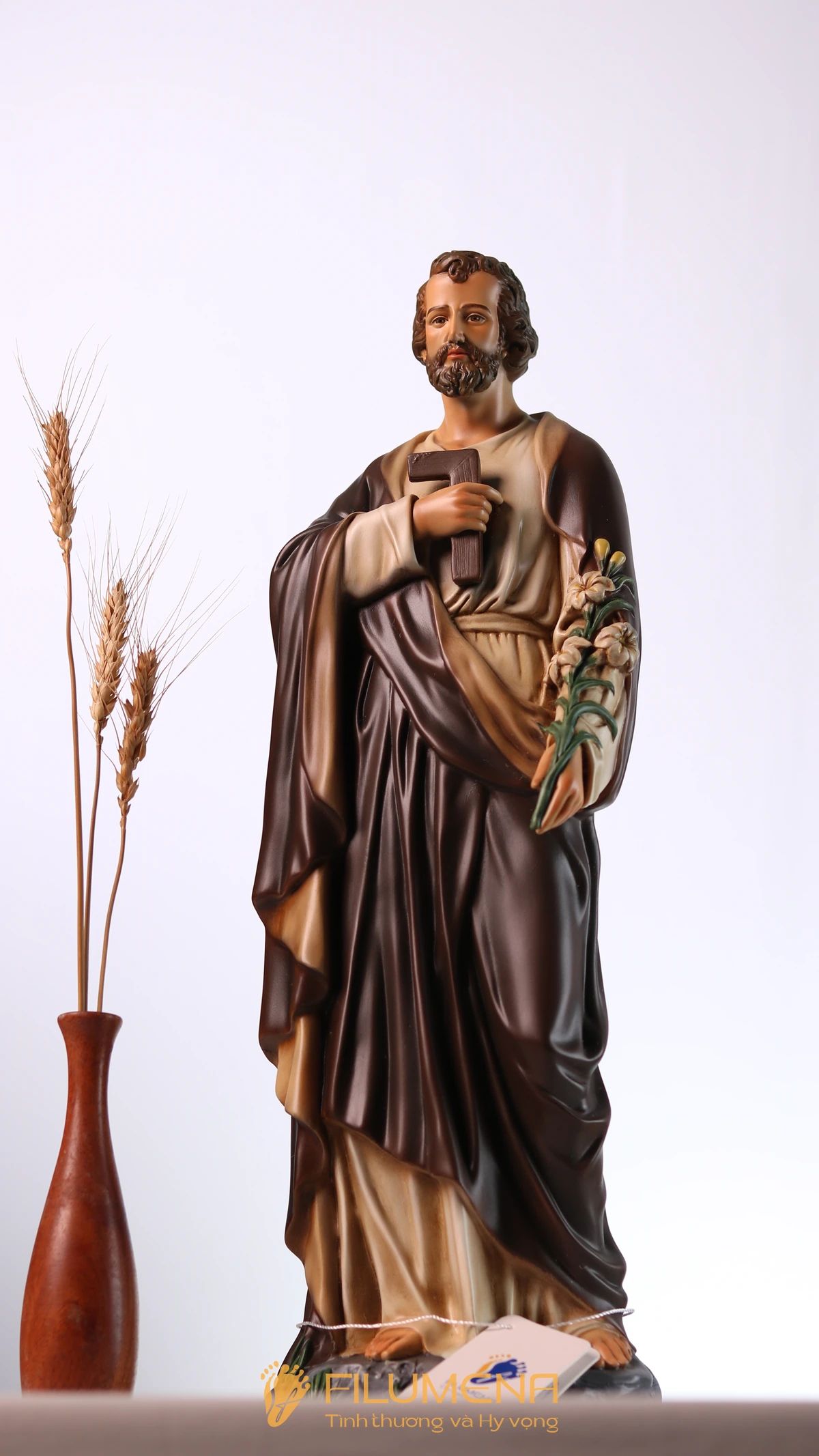 Bộ bàn thờ Chúa 50 cm màu nâu và xanh dương cổ điển