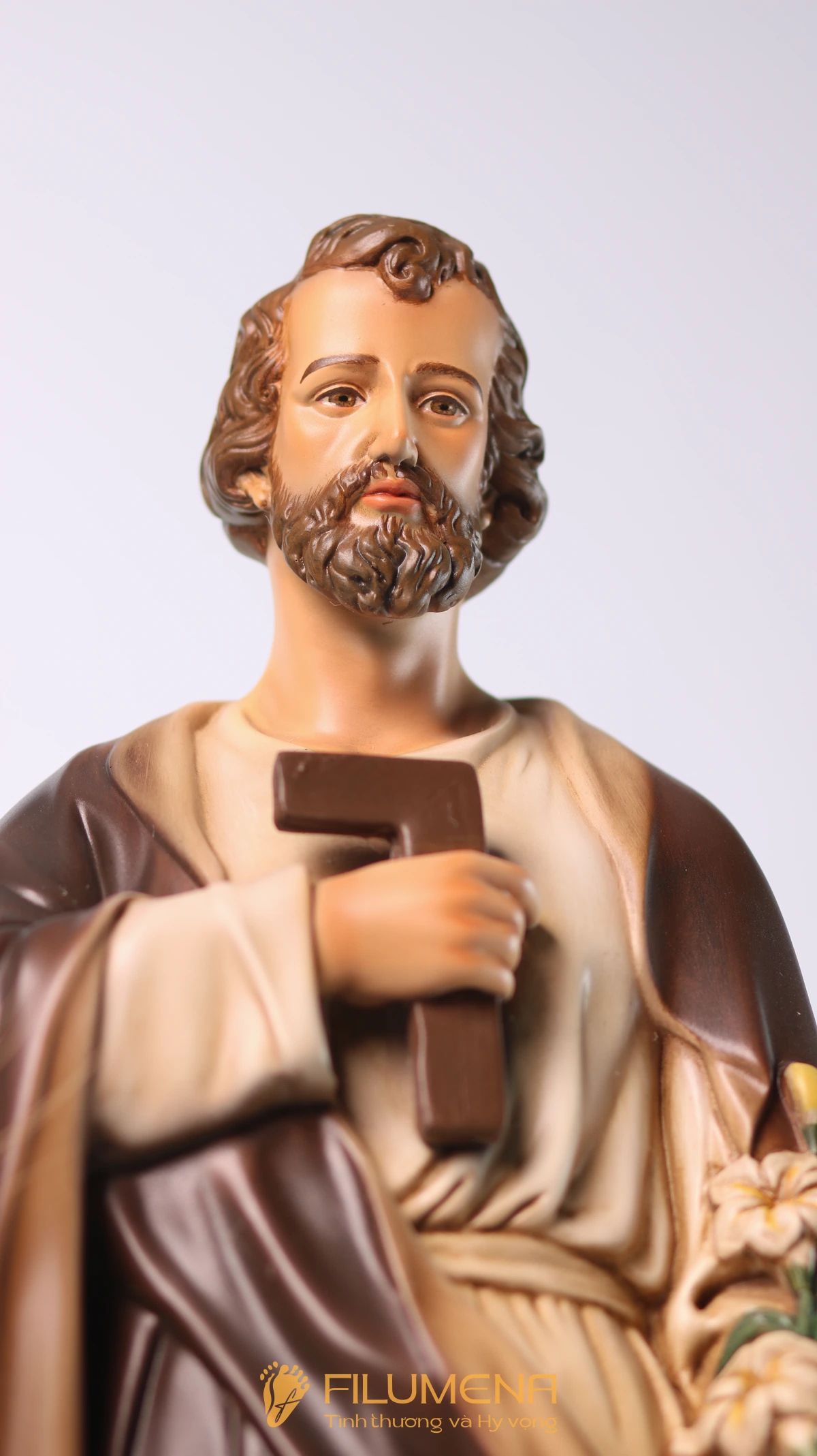 Bộ bàn thờ Chúa 50 cm màu nâu và xanh dương cổ điển