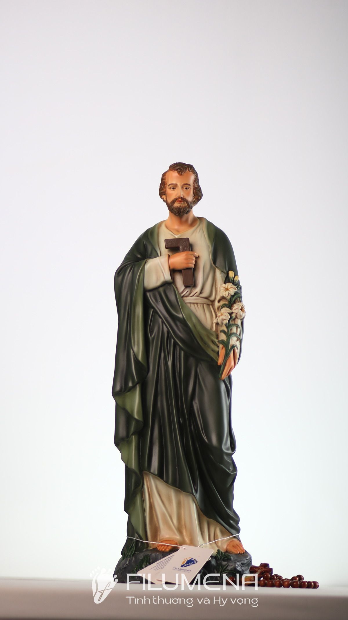 Tượng Thánh Giu-se thợ 50 cm màu xanh ô-liu