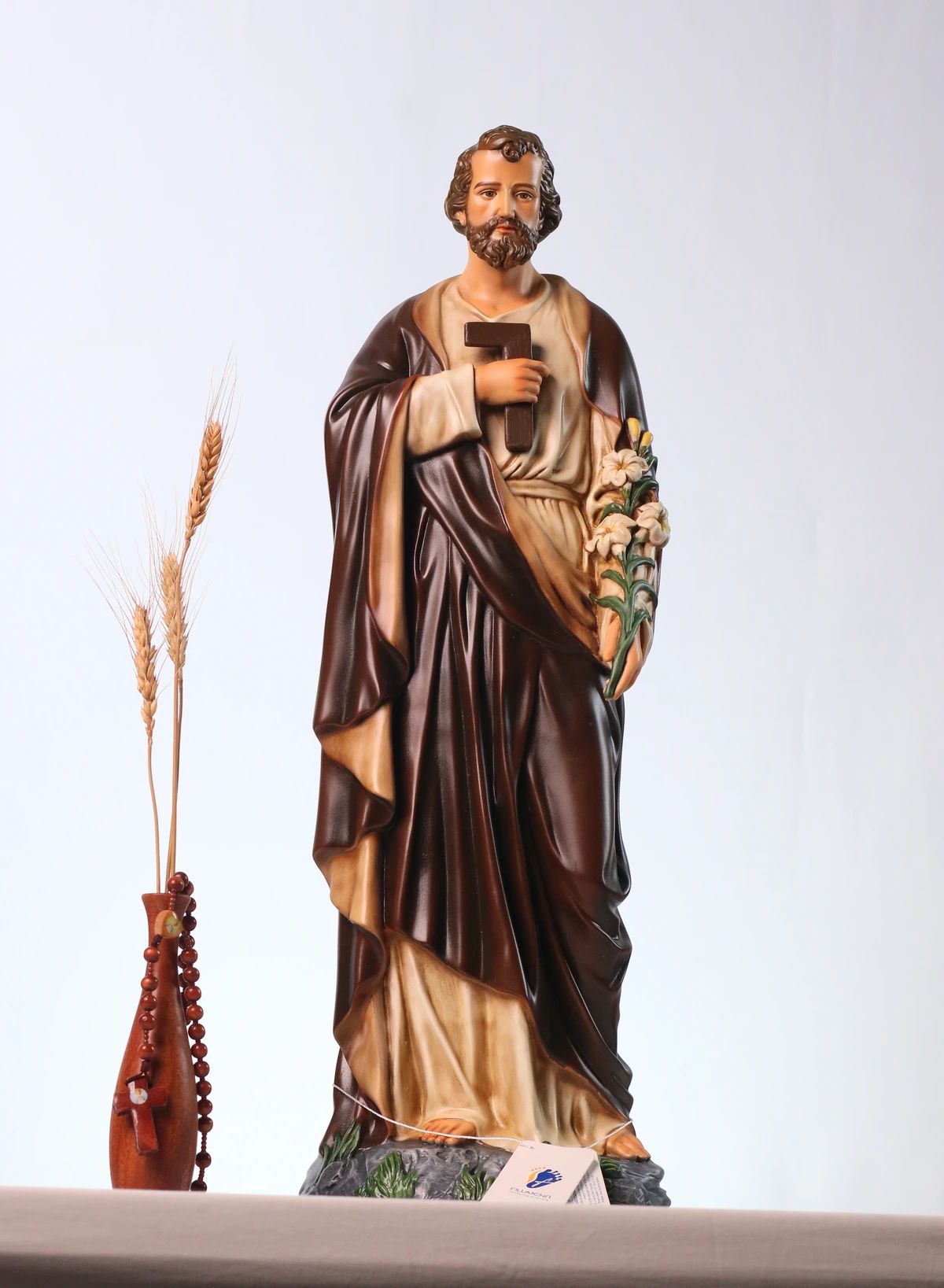Tượng Thánh Giuse Thợ 60 cm áo nâu truyền thống
