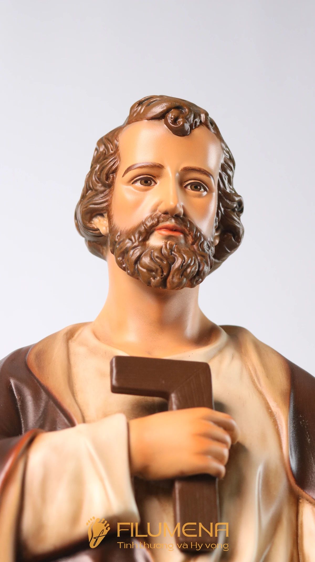 Tượng Thánh Giuse Thợ 60 cm áo nâu truyền thống
